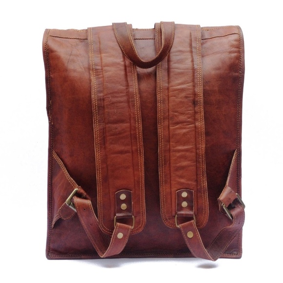 Women's Rolltop Leather Backpack - Picture 2 of 8